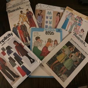 Lot of Six Vintage Sewing Patterns